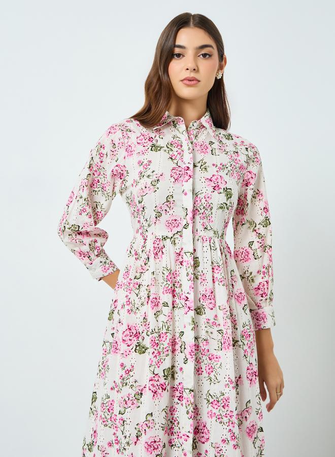 ستايلي فستان ماكسي بأزرار وطبعة زهور - Image 2